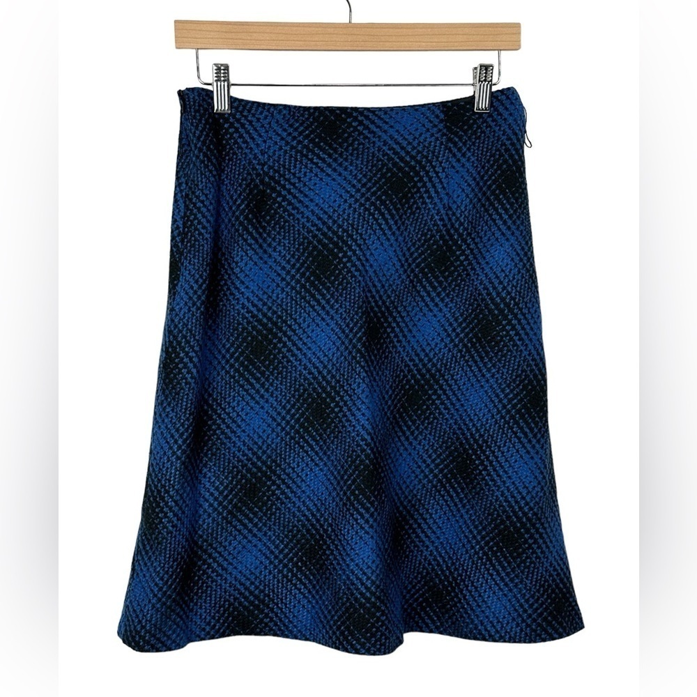NWT Tailor B. Moss Vintage Plaid Aline Skirt Wool Blend Blue Black NO BELT